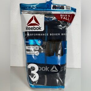 Reebok Mens Performance Boxer Briefs Ionic Cool 7” Inseam 3 Pack Big & Tall 2XL